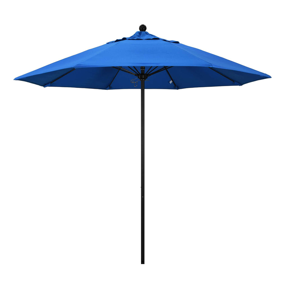 9' Patio California Umbrella with Black Pole and Olefin Canopy for Patio Deck and Backyard Shade, Royal Blue