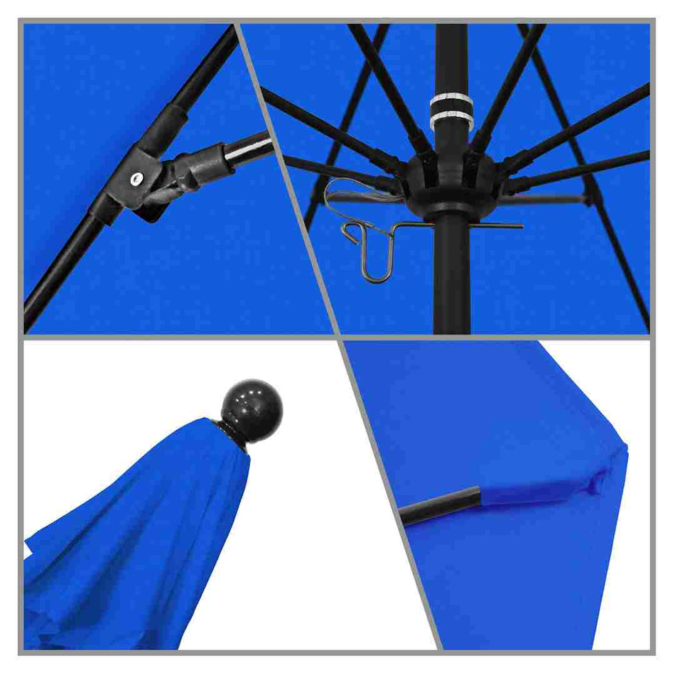 9' Patio California Umbrella with Black Pole and Olefin Canopy for Patio Deck and Backyard Shade, Royal Blue