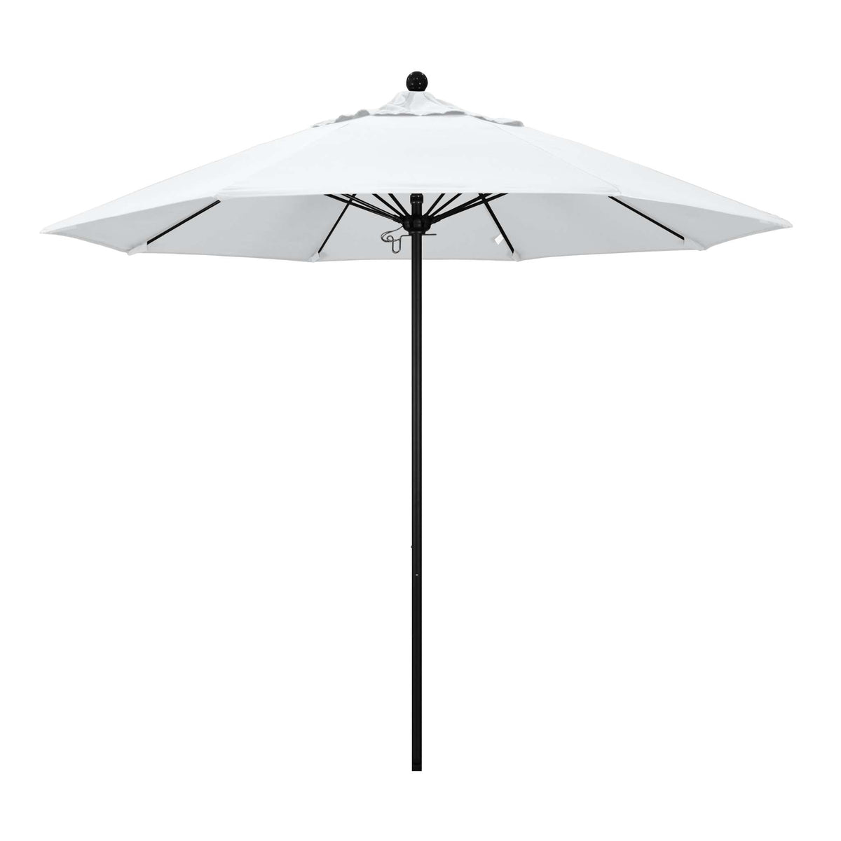 9' Patio California Umbrella with Black Pole and Olefin Canopy for Outdoor Dining and Patio Shade, White, Image 2