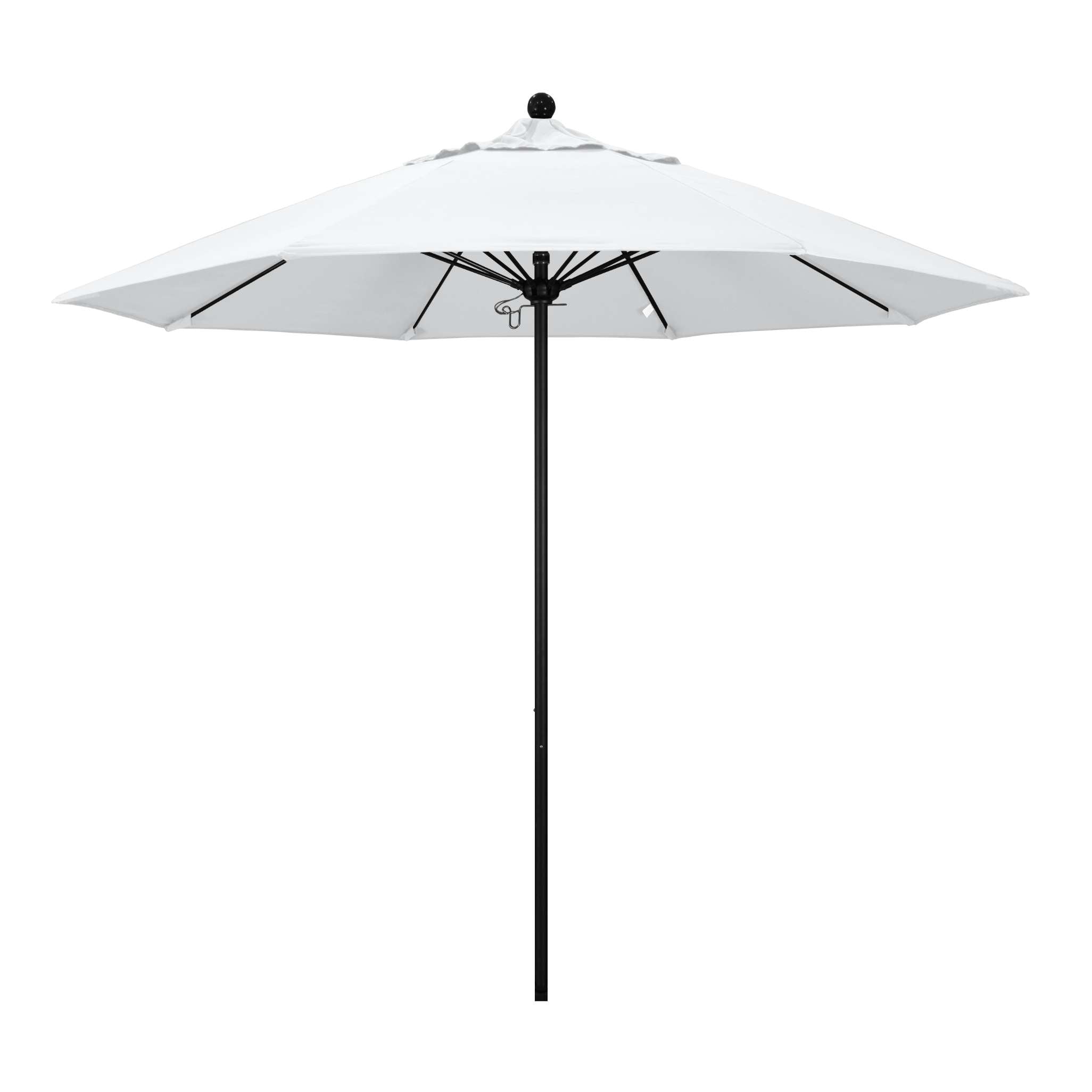 9' Patio California Umbrella with Black Pole and Olefin Canopy for Outdoor Dining and Patio Shade, White, Image 2