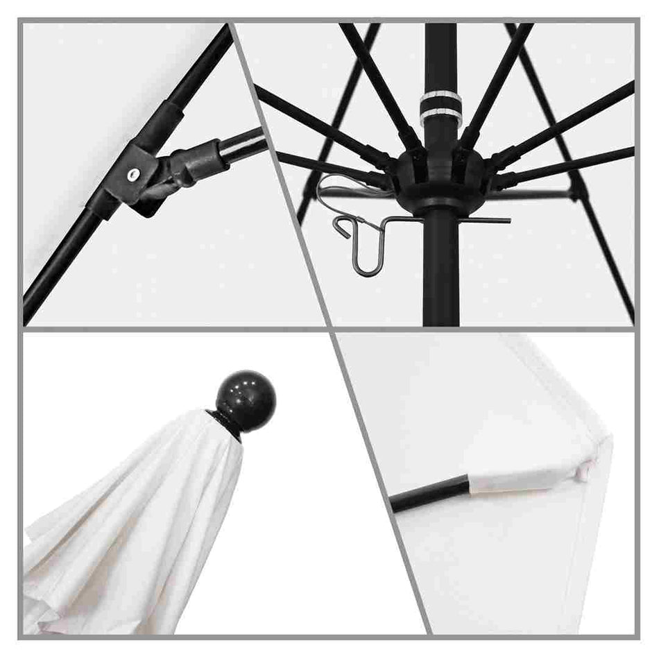 9' Patio California Umbrella with Black Pole and Olefin Canopy for Outdoor Dining and Patio Shade, White