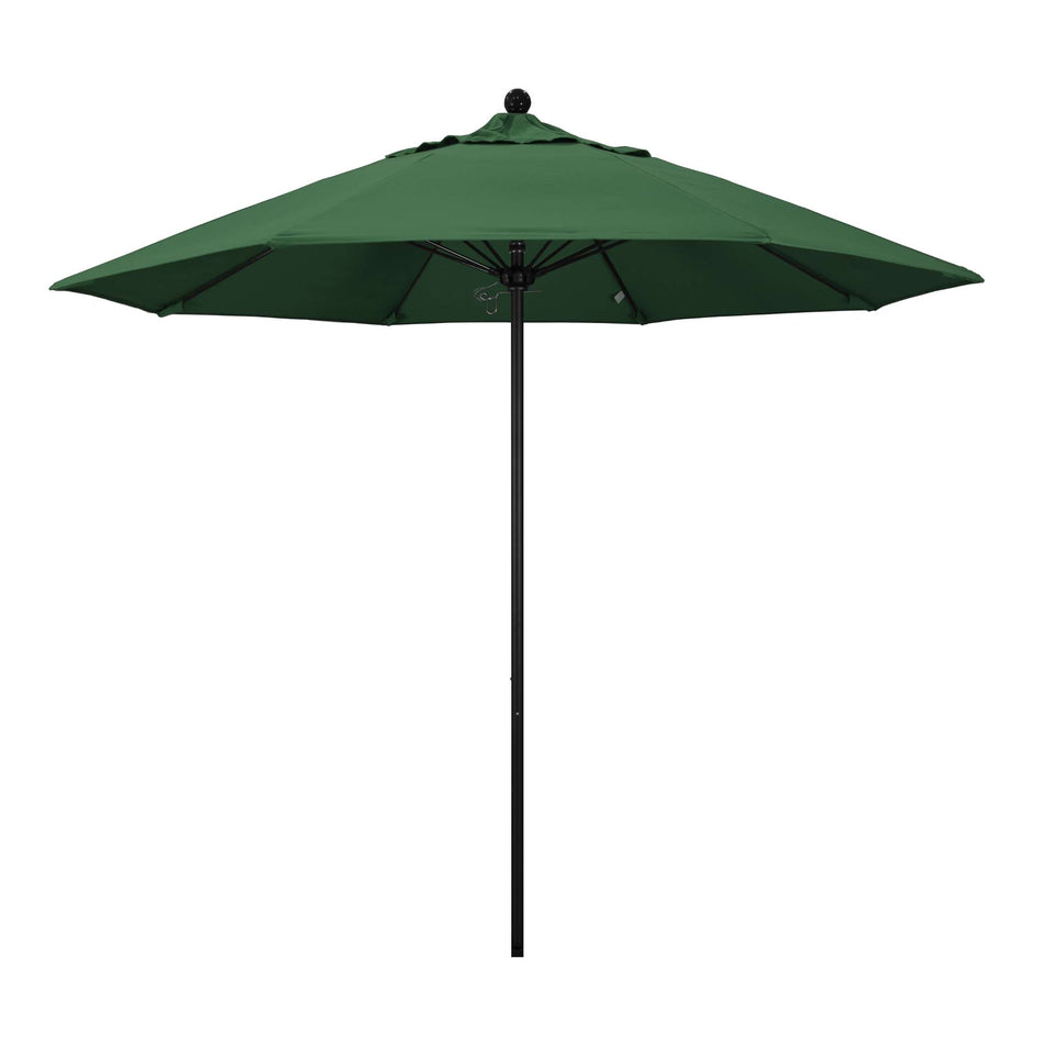 Green 9' Patio California Umbrella with Black Pole and Olefin Canopy for Backyard Patio and Garden Shade, Hunter Green