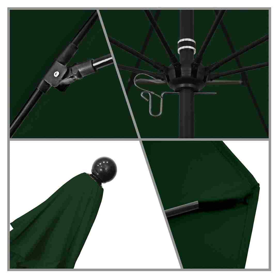 Green 9' Patio California Umbrella with Black Pole and Olefin Canopy for Backyard Patio and Garden Shade, Hunter Green