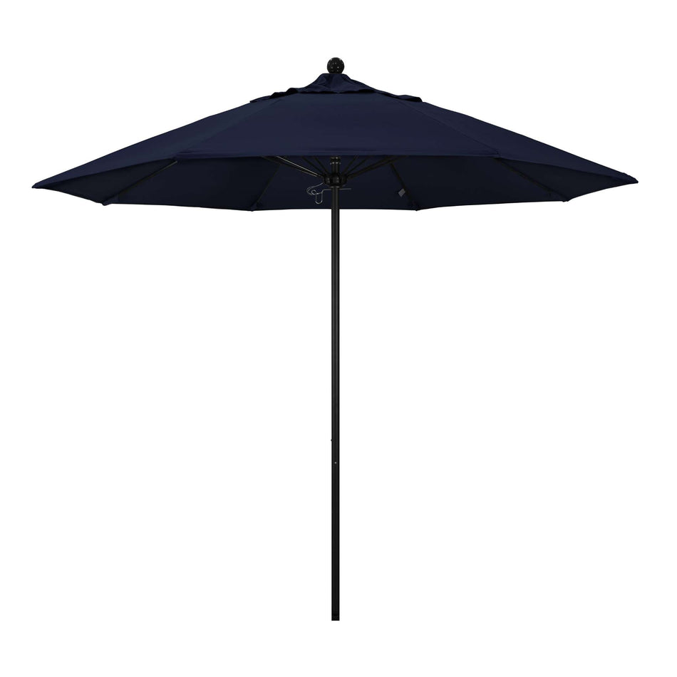 9' Patio California Umbrella with Black Pole and Olefin Canopy for Deck Seating and Backyard Shade, Navy Blue