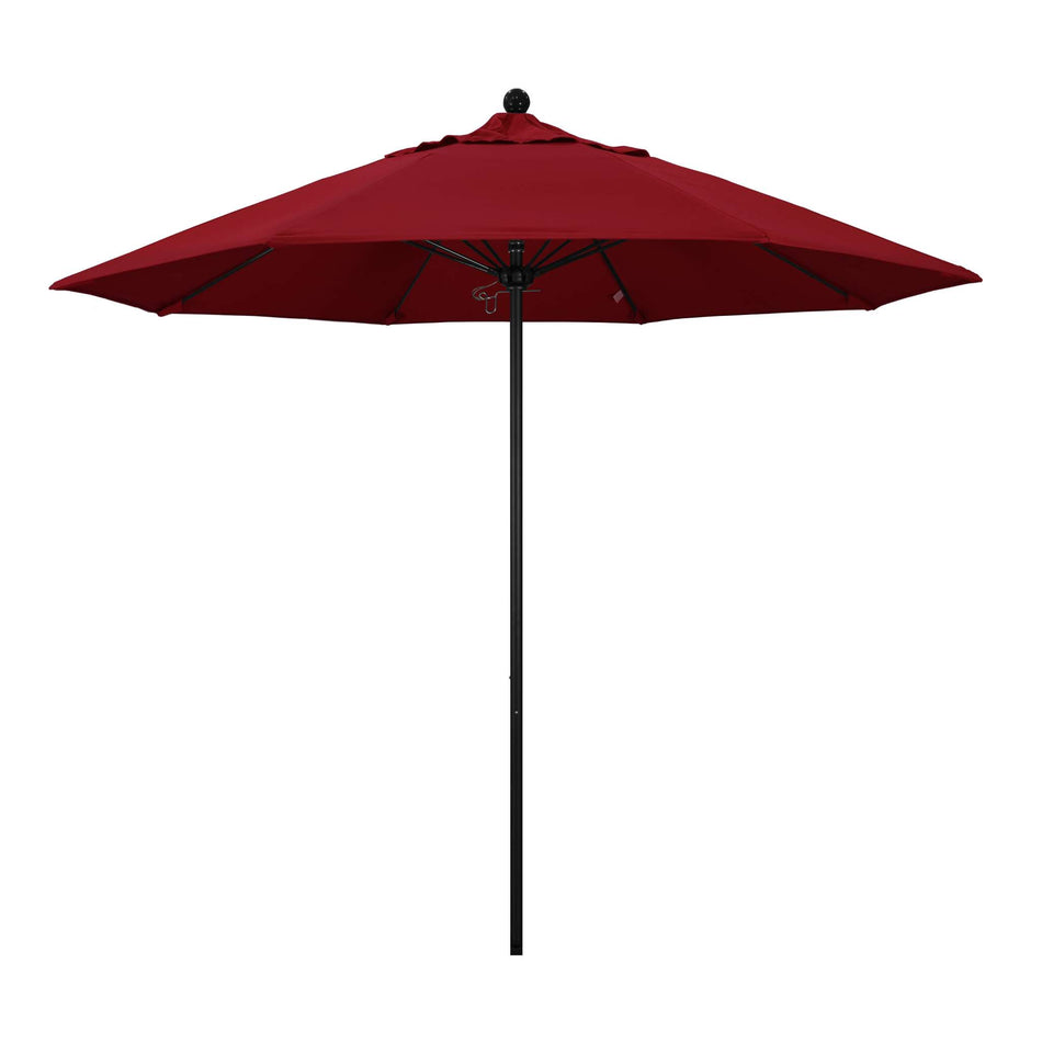 9' Patio California Umbrella with Black Pole and Olefin Canopy for Patio Table and Outdoor Seating Shade, Red