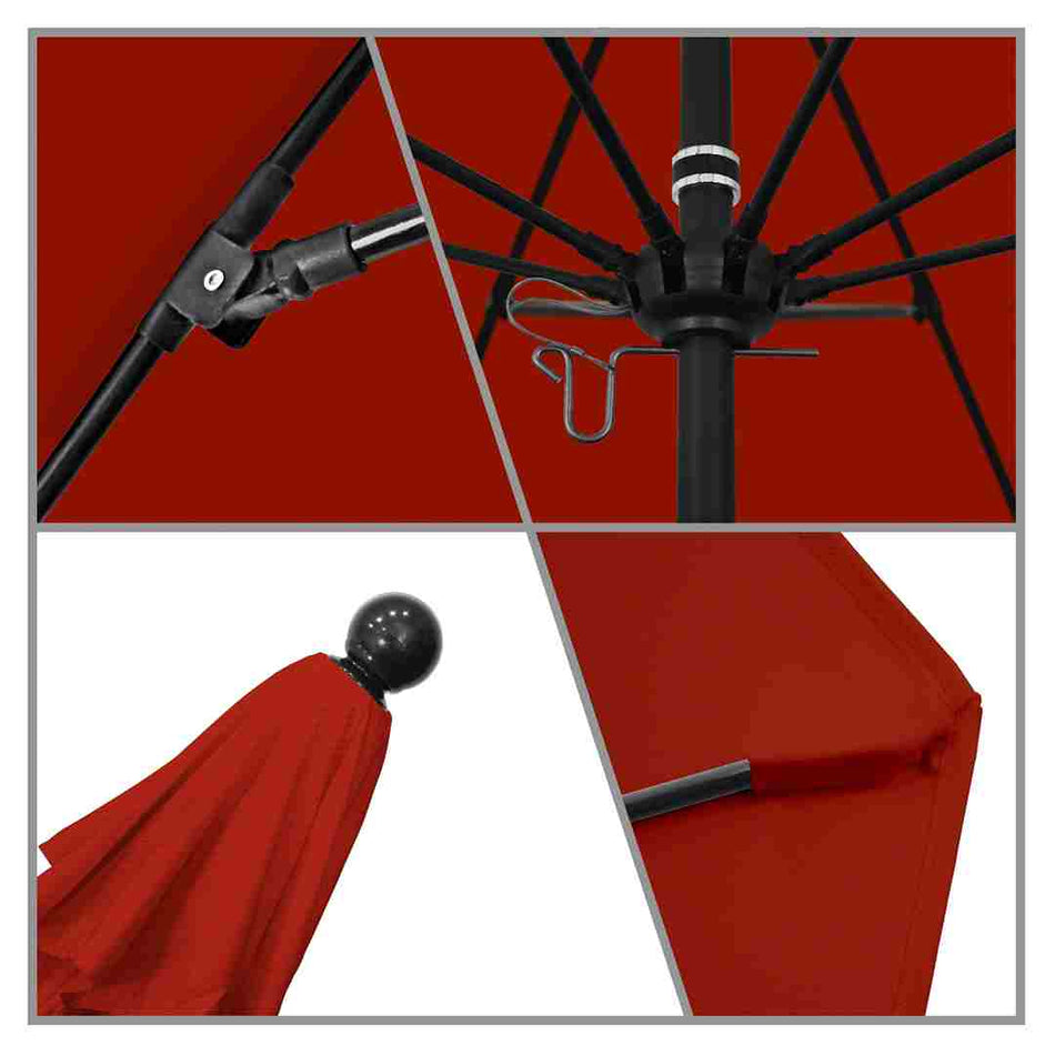 9' Patio California Umbrella with Black Pole and Olefin Canopy for Patio Table and Outdoor Seating Shade, Red