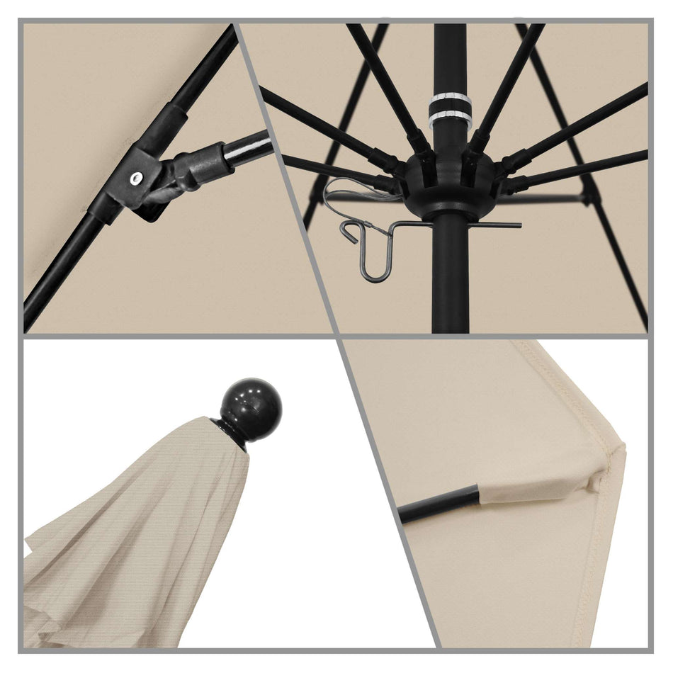 9' Patio California Umbrella with Black Pole and Olefin Canopy for Patio Garden and Outdoor Shade, Antique Beige