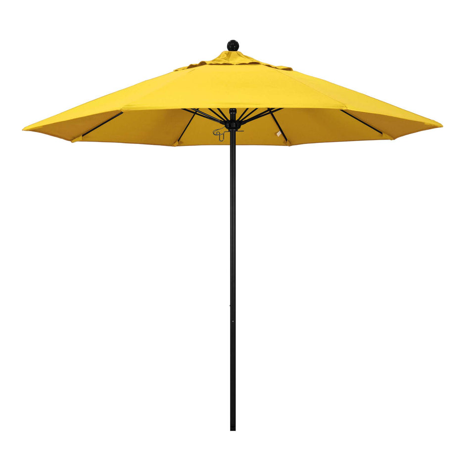 9' Patio California Umbrella with Black Pole and Olefin Canopy for Patio Deck and Backyard Shade, Lemon
