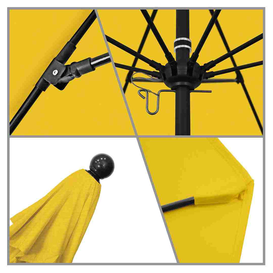 9' Patio California Umbrella with Black Pole and Olefin Canopy for Patio Deck and Backyard Shade, Lemon