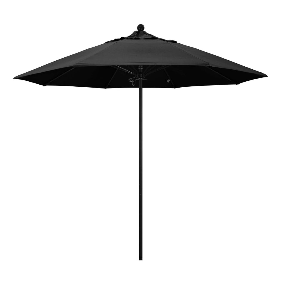 9' Patio California Umbrella with Black Pole and Olefin Canopy for Deck Backyard and Poolside Shade, Black