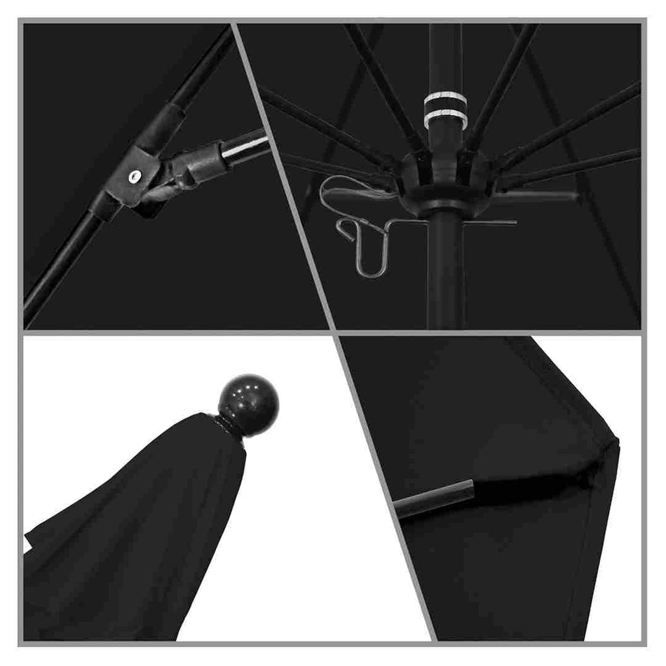 9' Patio California Umbrella with Black Pole and Olefin Canopy for Deck Backyard and Poolside Shade, Black