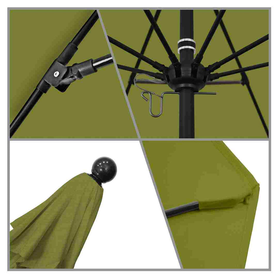 9' Patio California Umbrella with Black Pole and Olefin Canopy for Backyard Lounge and Patio Use, Kiwi