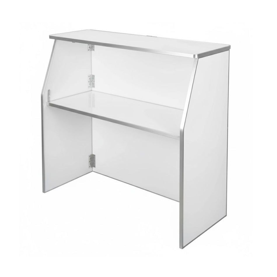 White 42" Tall 48" Portable Folding Bar Table for Home Kitchen Patio Entertaining Small Spaces, High-Pressure Laminate Surface Metal Edge