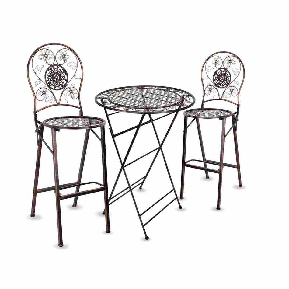 Bronze Barcelona Bistro Set with 32" Cocktail Table and 2 Round Barstools