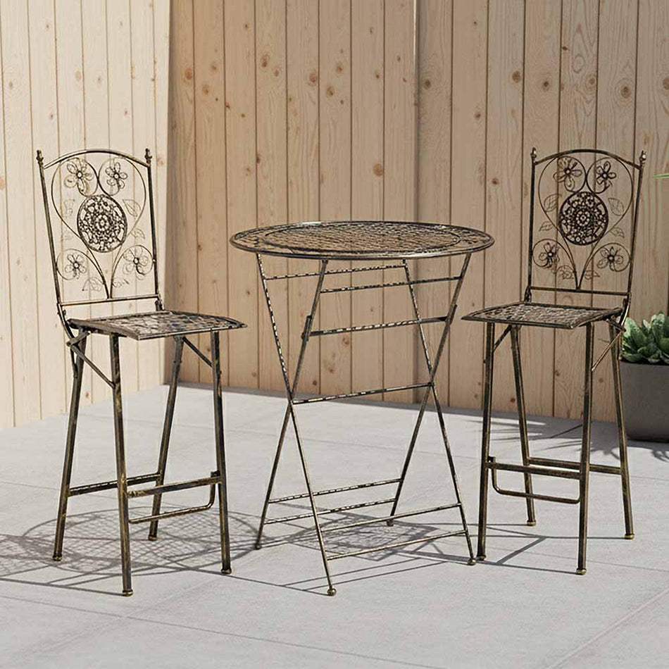 Copper Barcelona Bistro Set with 32" Cocktail Table and 2 Barstools