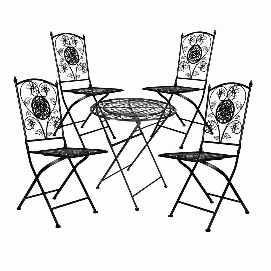 Black 28" Barcelona Bistro Set with 4 Chairs