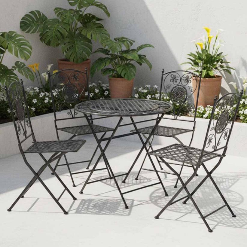 Black 28" Barcelona Bistro Set with 4 Chairs