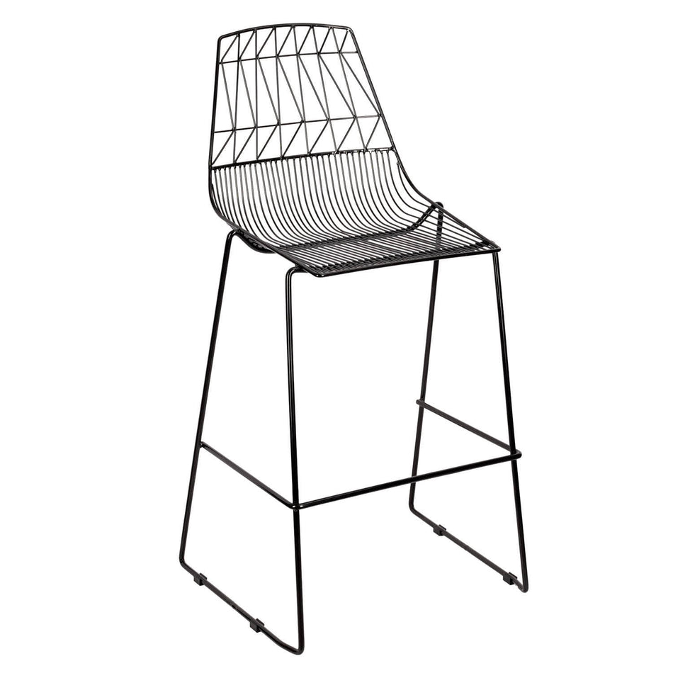 Black 30" Benton Wire Bar Stool with Steel Frame