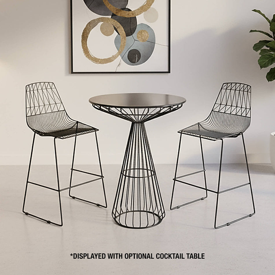 Black 30" Benton Wire Bar Stool with Steel Frame