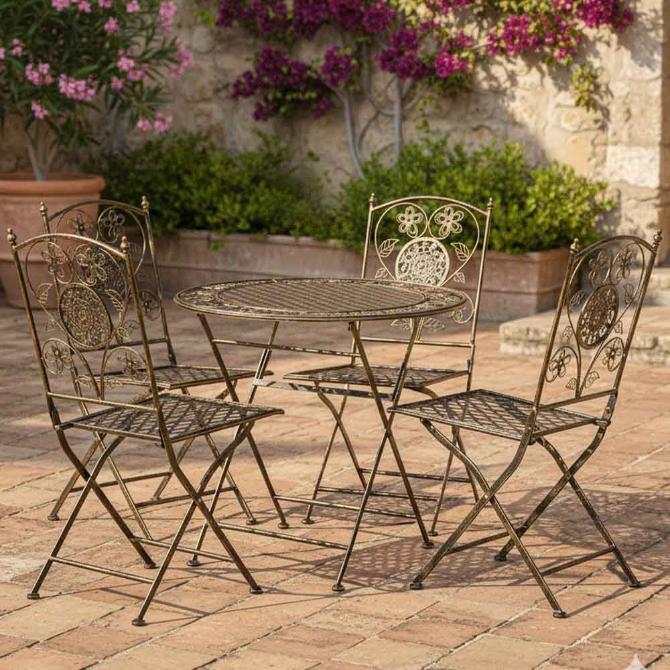 Bronze 28" Barcelona Bistro Set with 4 Chairs