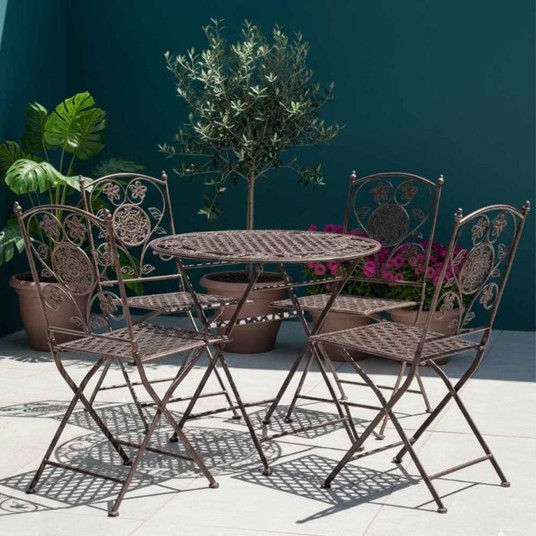 Copper 28" Barcelona Bistro Set with 4 Chairs