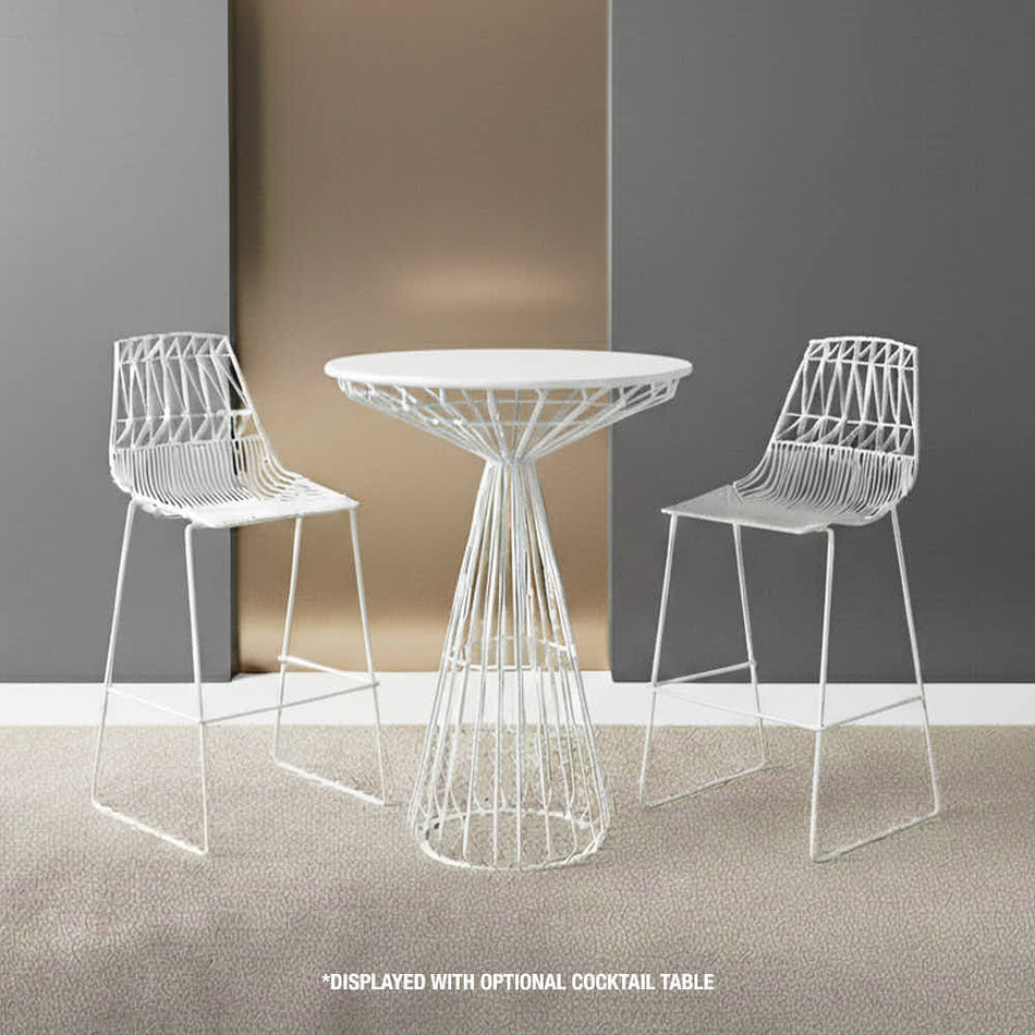 White 30" Benton Wire Bar Stool with Steel Frame