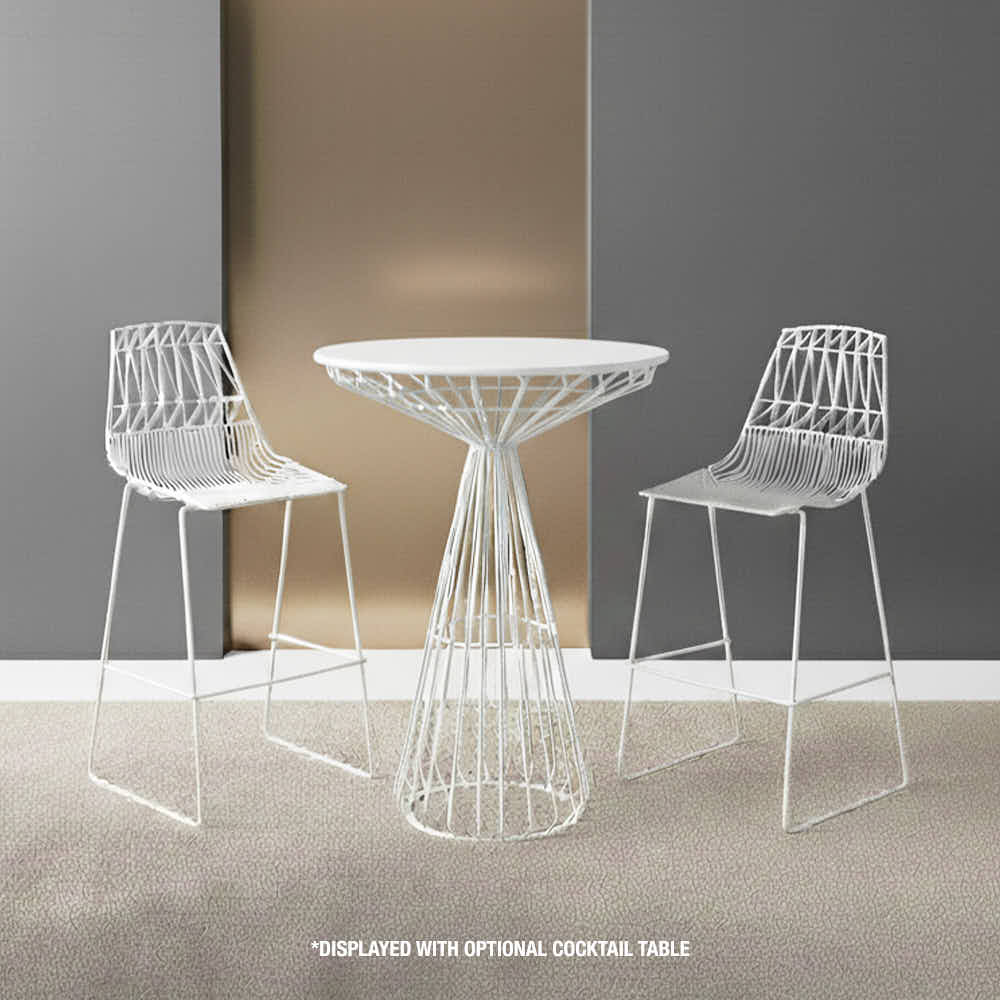White 30" Benton Wire Bar Stool with Steel Frame, Image 1