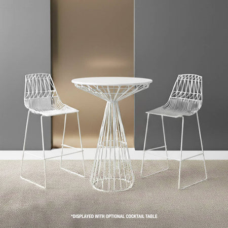 White 30" Benton Wire Bar Stool with Steel Frame, Image 1