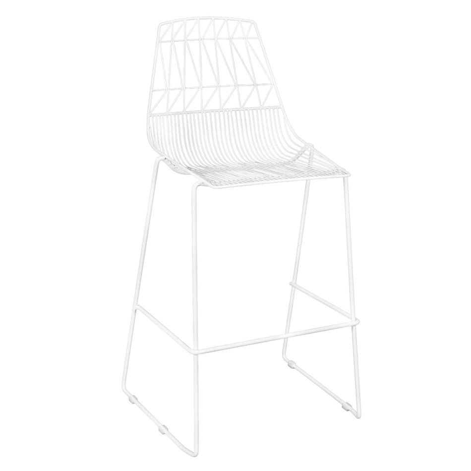 White 30" Benton Wire Bar Stool with Steel Frame