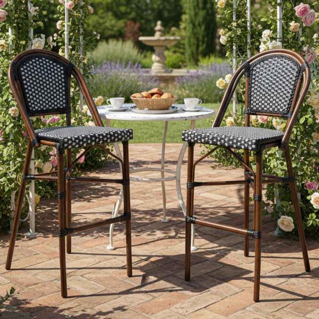 2 Pack Black and White French Bistro Barstool for Kitchen or Home Bar