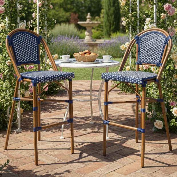 2 Pack Blue and White French Bistro Barstool for Kitchen Island Seating
