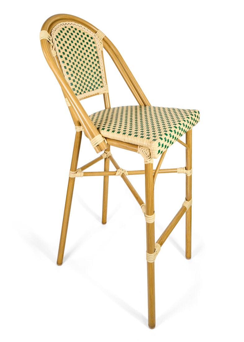 2 Pack Beige and Green French Bistro Barstool for Indoor Dining Spaces