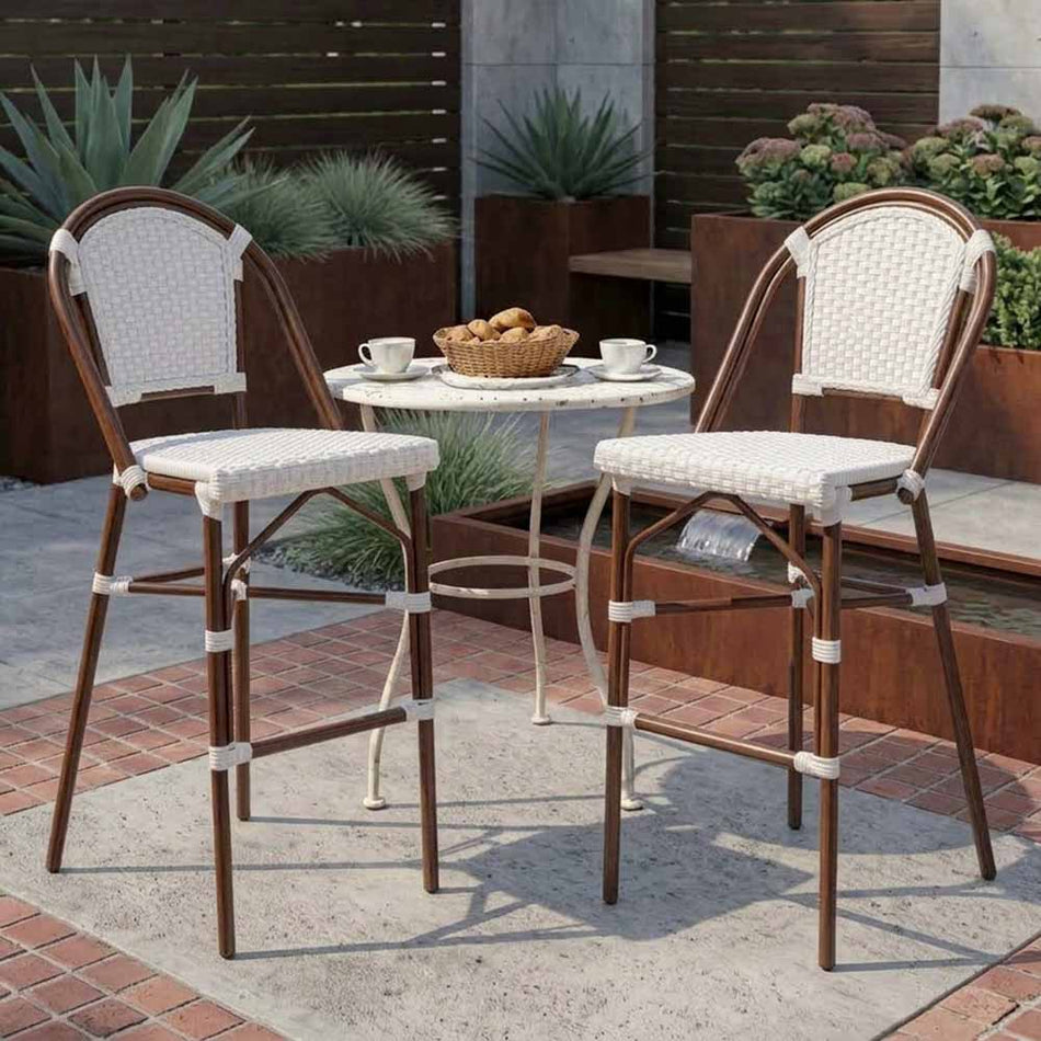 2 Pack White French Bistro Barstool with 30" Seat for Home Bar Use, Image 1