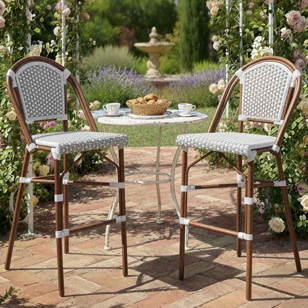 2 Pack White French Bistro Barstool with 30" Seat for Home Bar Use