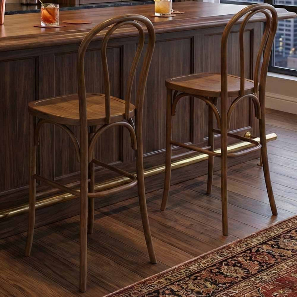 Bentwood Barstool 2-Pack, Chestnut Resin and Skeleton™ Frame, Rustic Comfort at Home