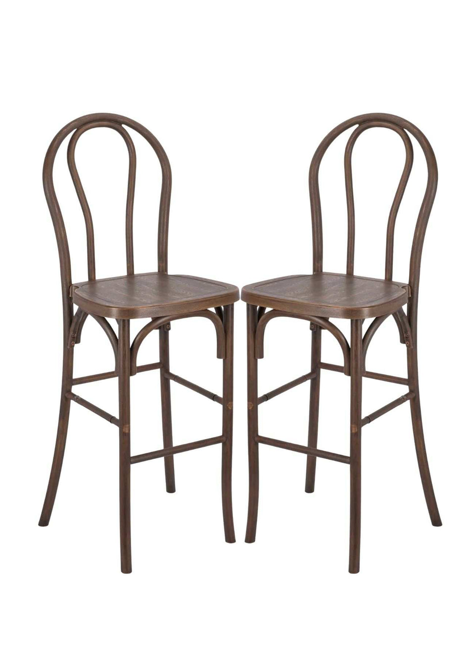 Bentwood Barstool 2-Pack, Fruitwood Resin with Skeleton™ Frame, Natural Style for Counters