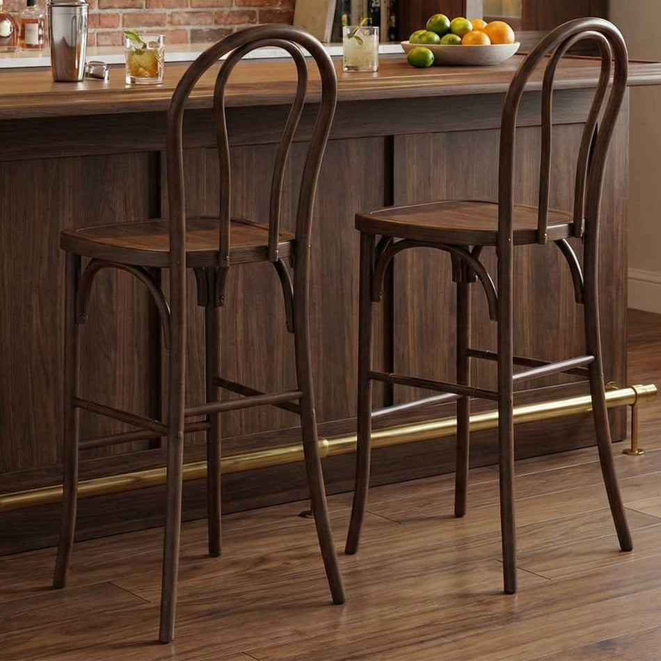 Bentwood Barstool 2-Pack, Fruitwood Resin with Skeleton™ Frame, Natural Style for Counters