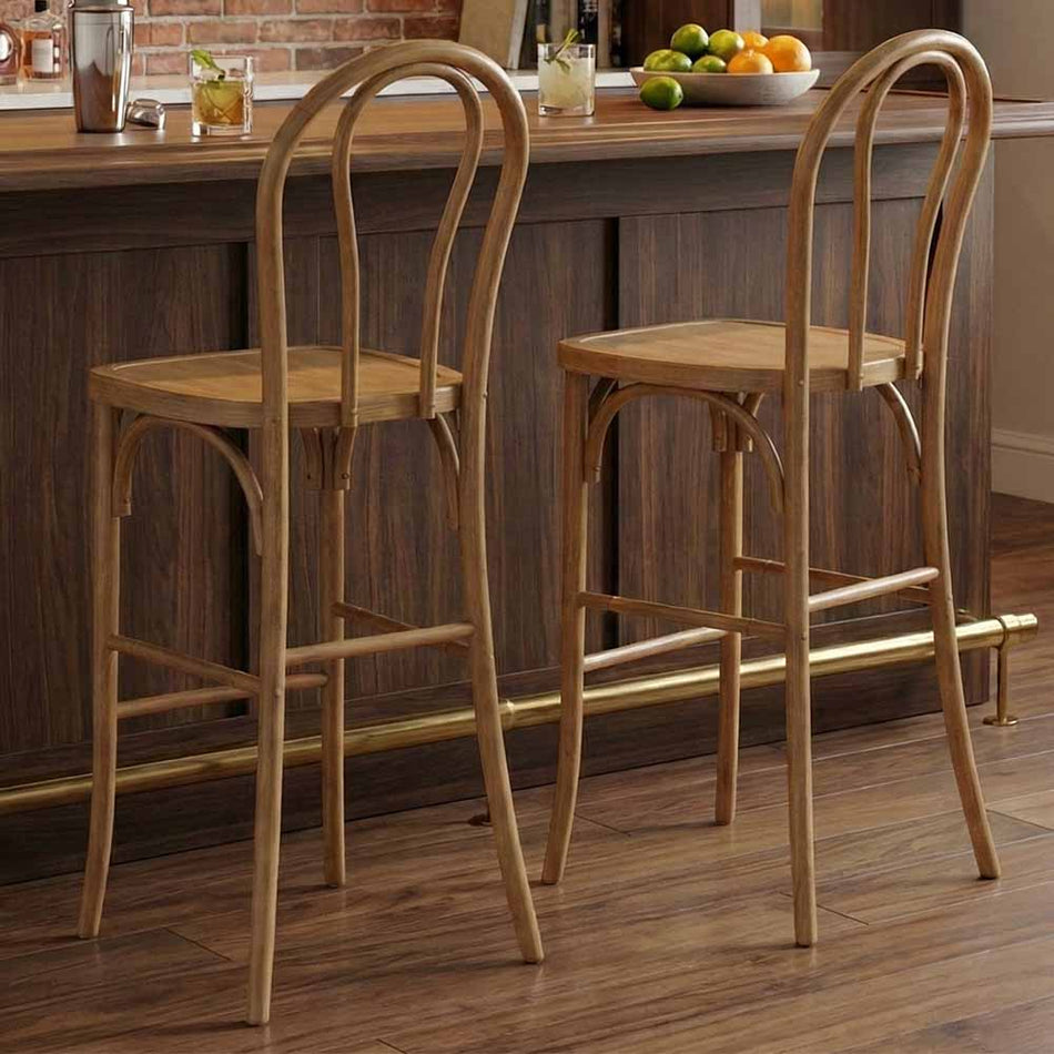 Natural Resin Style Steel Skeleton™ Bentwood Bar Stool , 2 Pack , Some Assembly Required