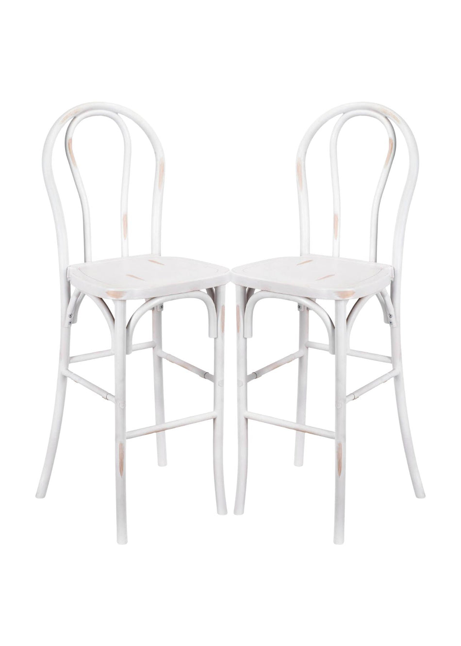 White Distressed, Resin Skeleton™ Bentwood Barstool, 2-Pack for Home Bars or Islands