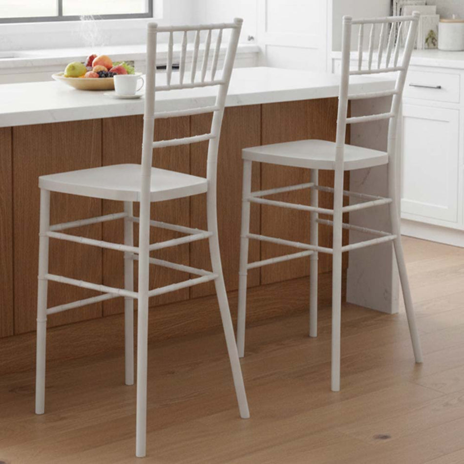 White Resin Skeleton™ Chiavari Barstool, Clean Design for Any Interior