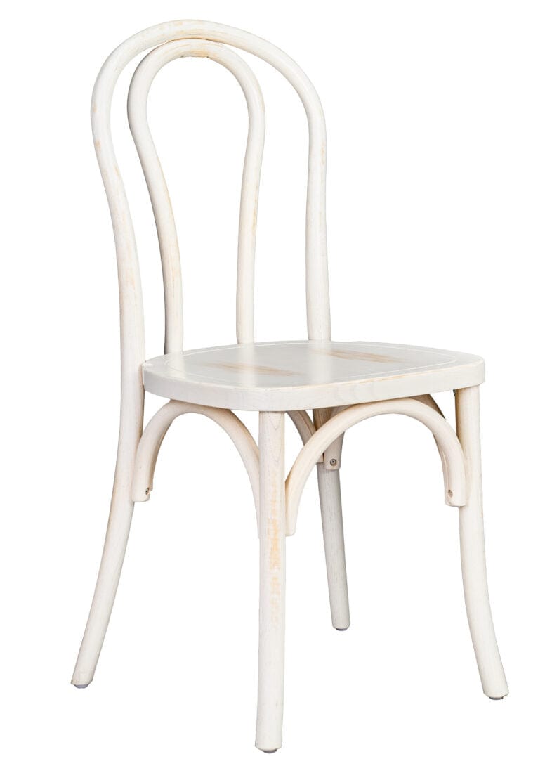White Distressed Wood Bentwood Chair