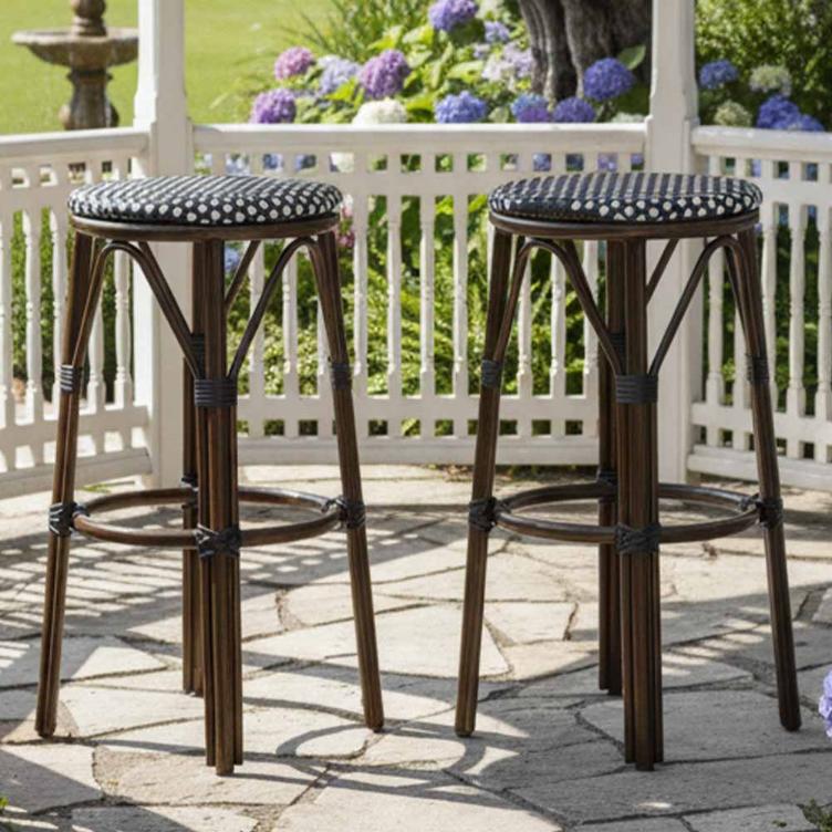 2 Pack Black on White 30" No Back Bistro Barstool for Home Bar or High Counter