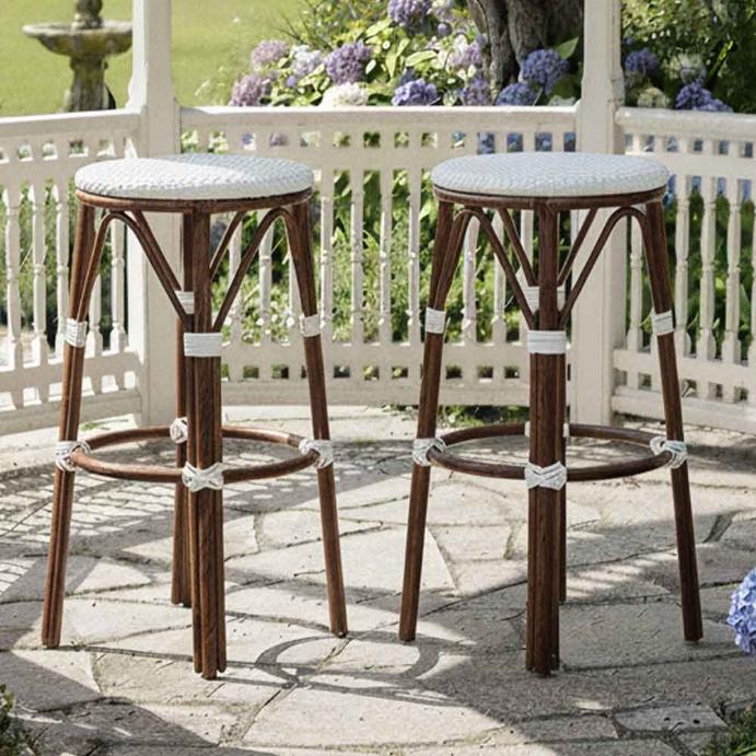 2 Pack White on White Dark Frame 30" No Back Bistro Bar Stool for Modern Spaces