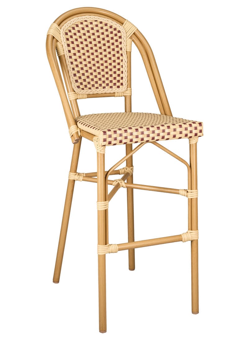 2 Pack Beige and Maroon French Bistro Barstool with 30" Seat for Dining Bar