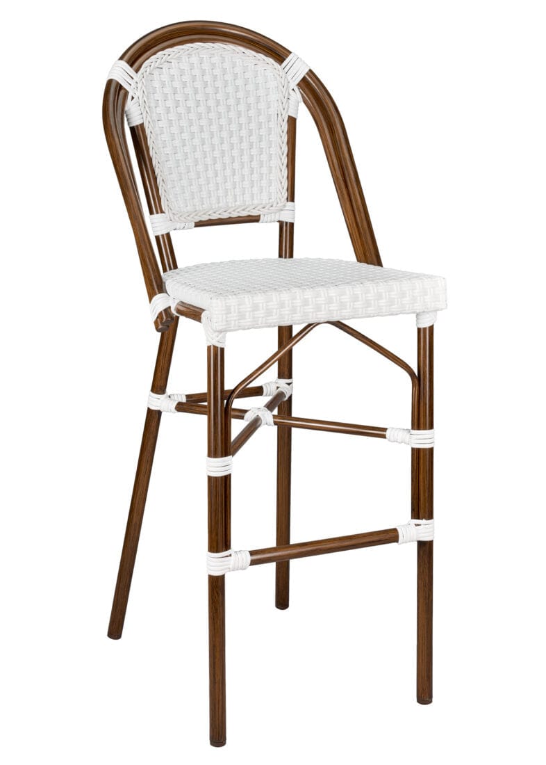2 Pack White French Bistro Barstool with 30" Seat for Home Bar Use