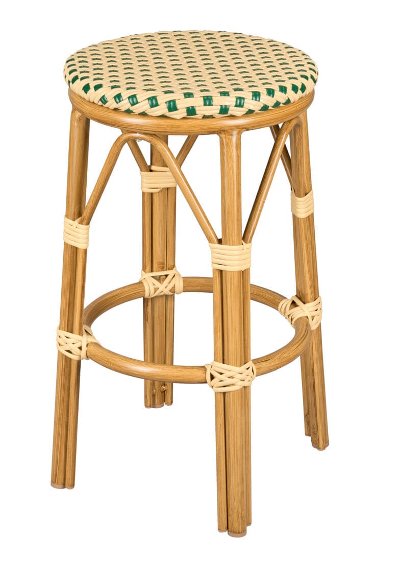 2 Pack Beige on Green 26" Counter Height No Back Bistro Barstool for Breakfast Nook