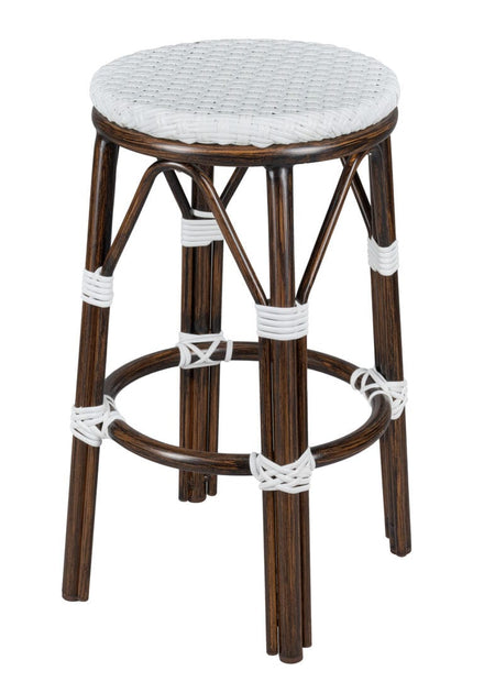 2 Pack White on White Dark Frame 26" Counter Height No Back Bistro Barstool for Home Bar, Image 2