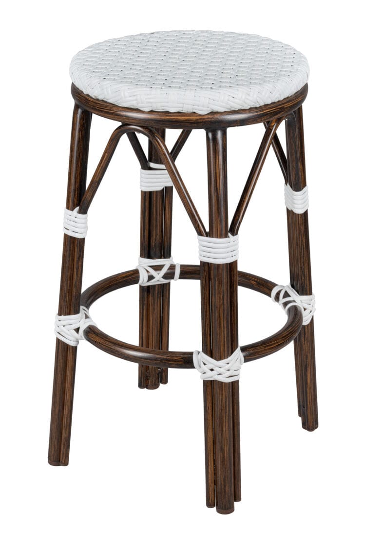 2 Pack White on White Dark Frame 26" Counter Height No Back Bistro Barstool for Home Bar