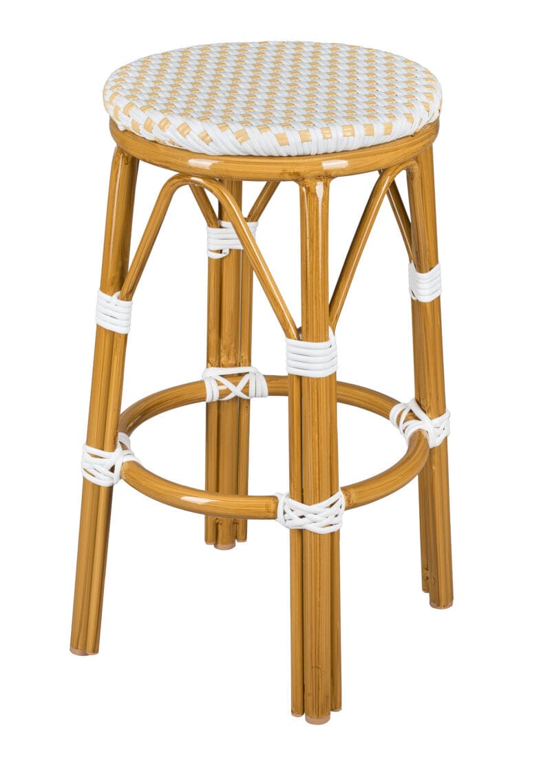2 Pack White on Beige 26" Counter Height No Back Bistro Barstool for Indoor Dining, Image 3