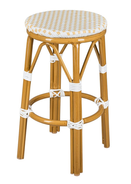 2 Pack White on Beige 26" Counter Height No Back Bistro Barstool for Indoor Dining, Image 3